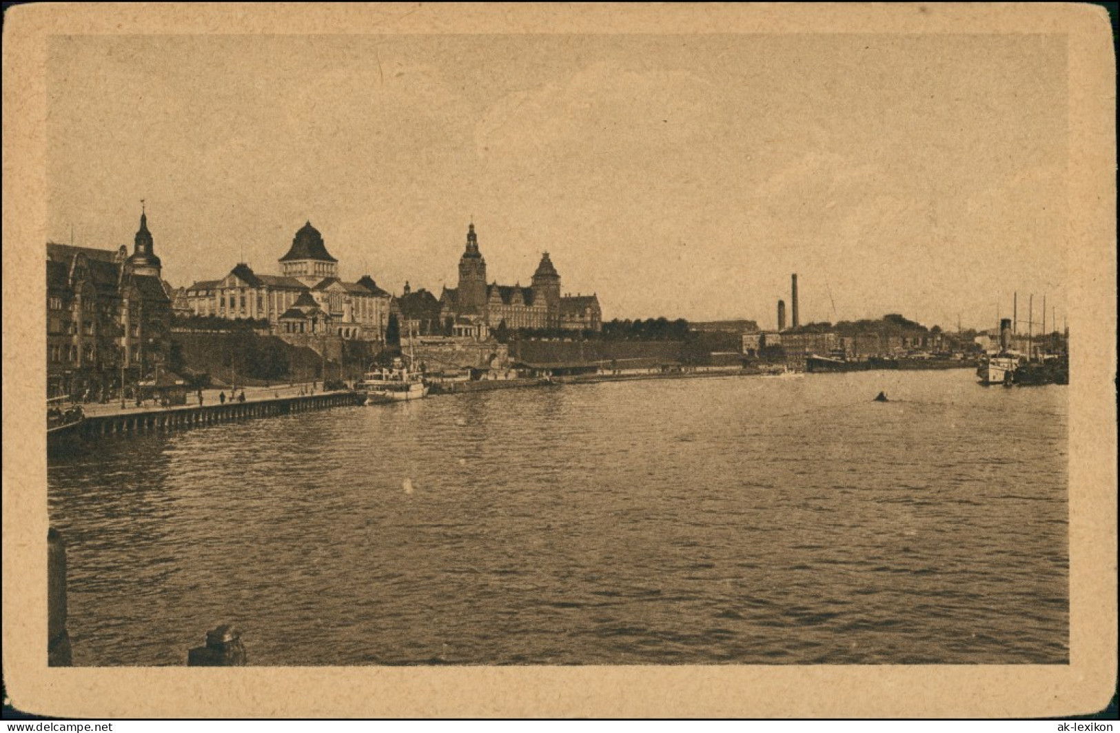 Postcard Stettin Szczecin Dampferbollwerk - Fabriken 1924 - Pommern