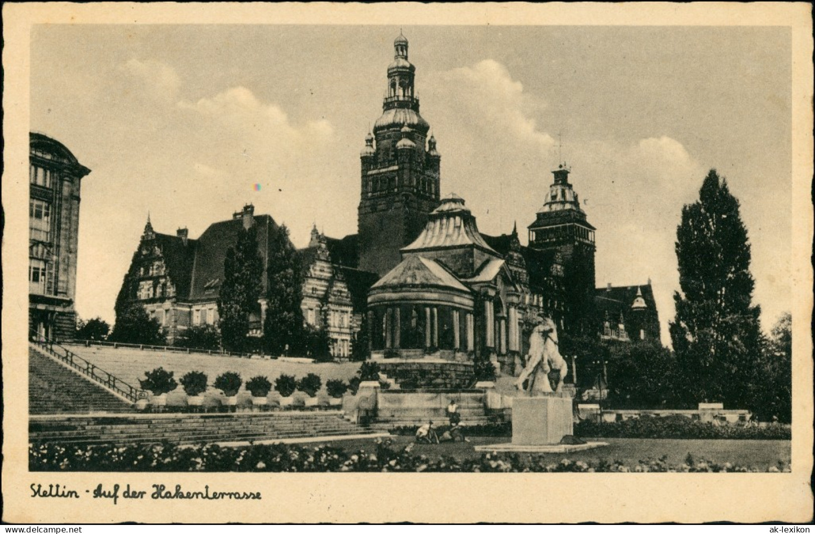Postcard Stettin Szczecin Hakenterrasse - Statue 1932 - Pommern
