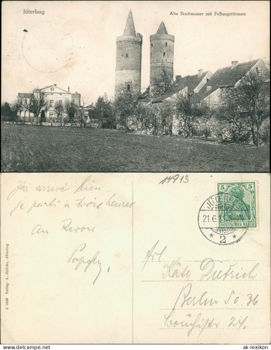 Ansichtskarte Jüterbog Alte Stadtmauer Mit Festungstürmen 1915 - Jueterbog