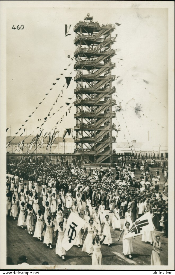 Ansichtskarte Stuttgart Flaggenturm, Turnfest - Feier 1933 - Stuttgart