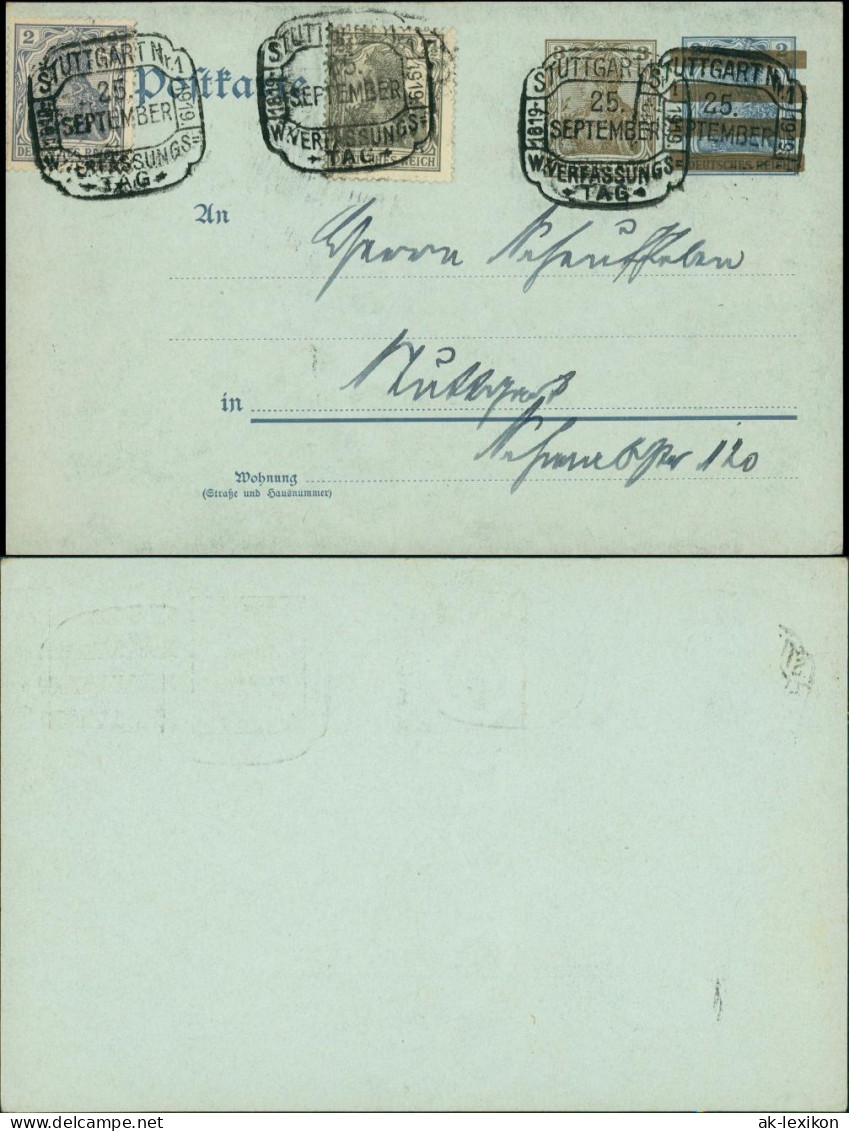 Mehrfachfrankatur Auf Ganzsache Mit Sonderstempel - Tag Der Verfassung 1919 - Unclassified