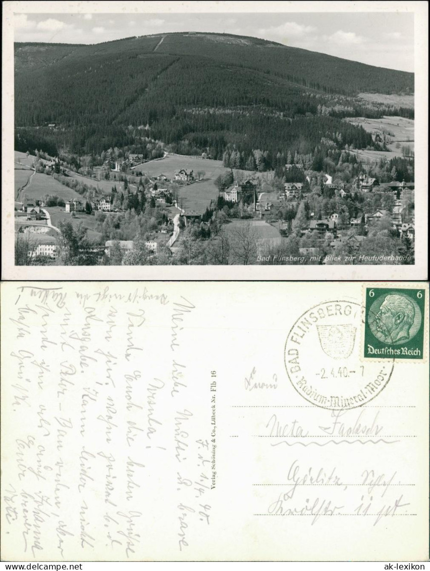 Postcard Bad Flinsberg Świeradów-Zdrój Stadt, Heufuderbaude 1934 - Schlesien