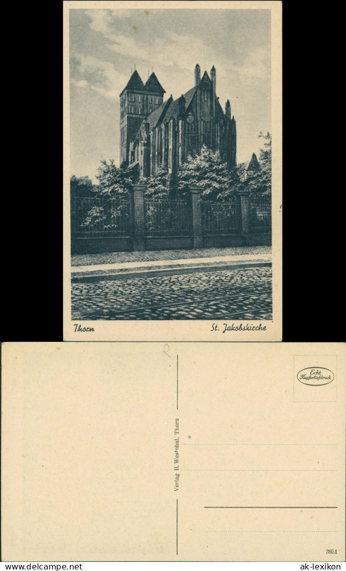 Postcard Thorn Toru&#324; Straße - Jacobskirche 1928 - Pologne