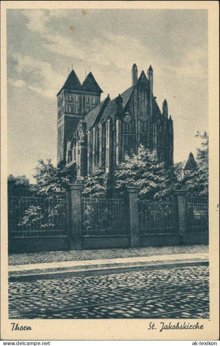 Postcard Thorn Toru&#324; Straße - Jacobskirche 1928 - Pologne