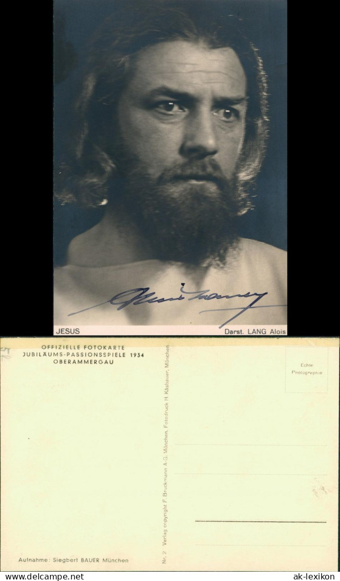 Ansichtskarte Oberammergau Passionsspiele Darst Lang Original Autogramm ? 1934 - Oberammergau