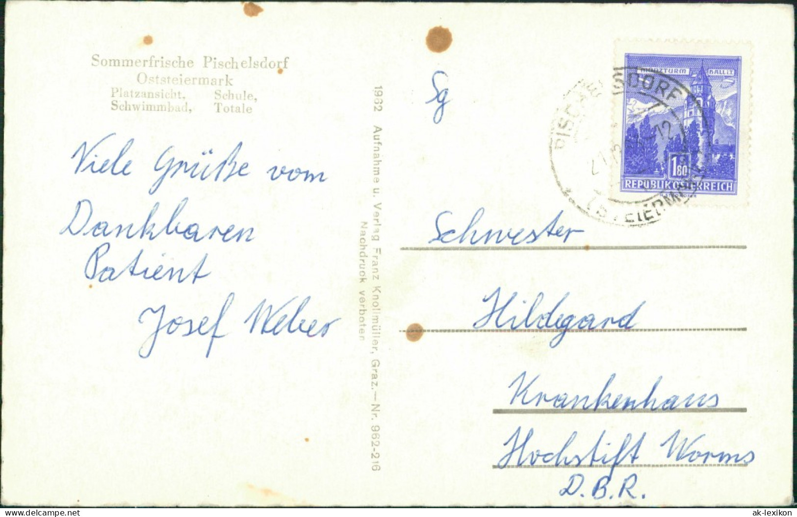 Ansichtskarte Pischelsdorf In Der Steiermark Straßen, Stadt 1956 - Other & Unclassified