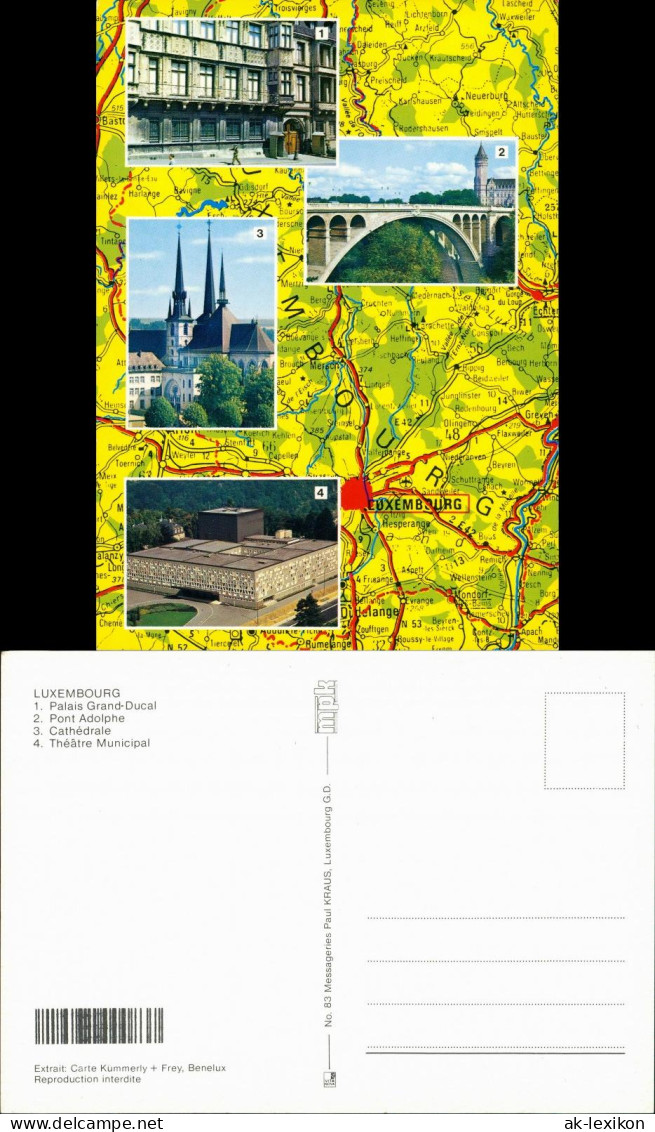 Postcard Luxemburg Stadtteilansichten Auf Landkarte Mehrbild-AK 2005 - Autres & Non Classés