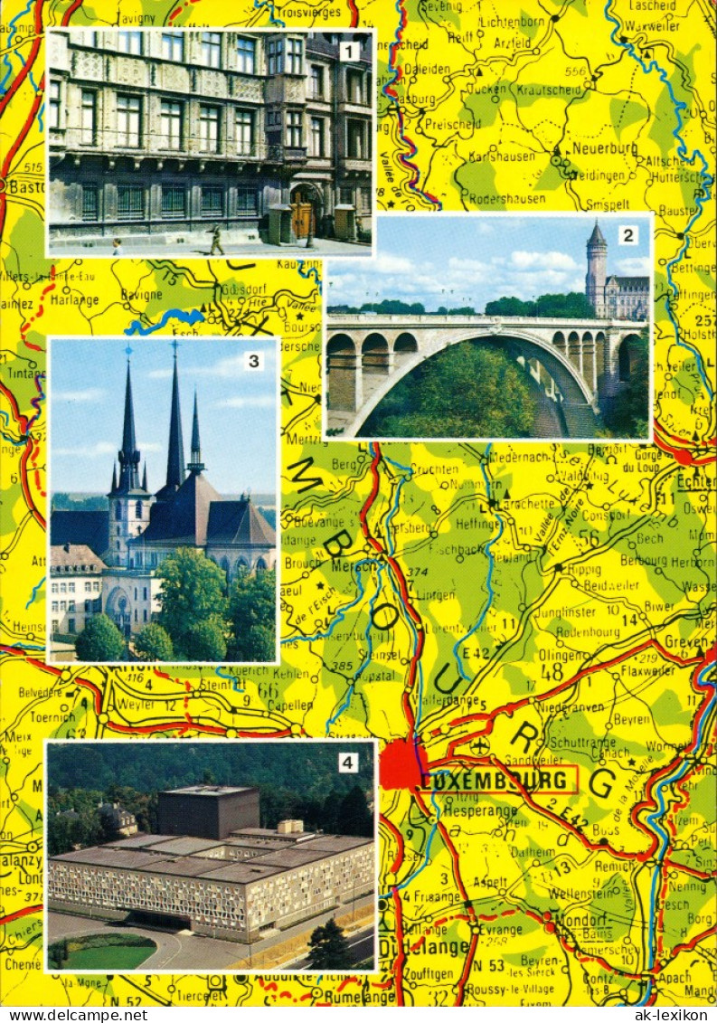 Postcard Luxemburg Stadtteilansichten Auf Landkarte Mehrbild-AK 2005 - Autres & Non Classés