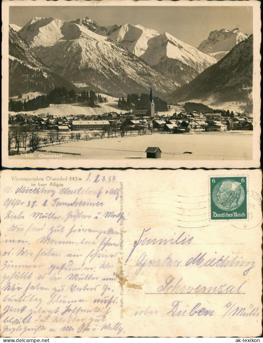 Ansichtskarte Oberstdorf (Allgäu) Panorama Winteransicht Schnee 1936 - Oberstdorf