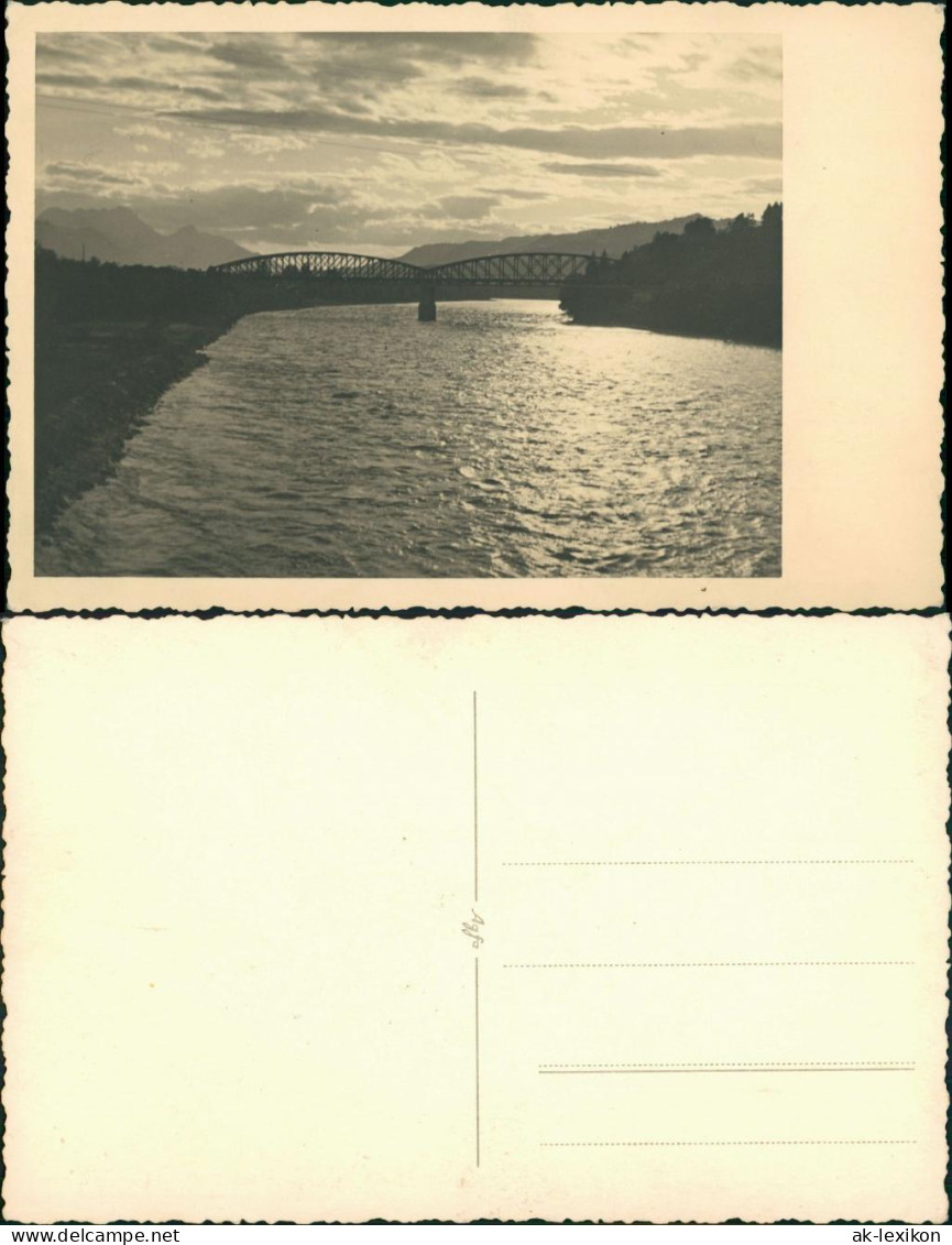 Ansichtskarte  Stimmungsbild Natur Fluss Brücke Abend-/Morgenstimmung 1940 - Unclassified