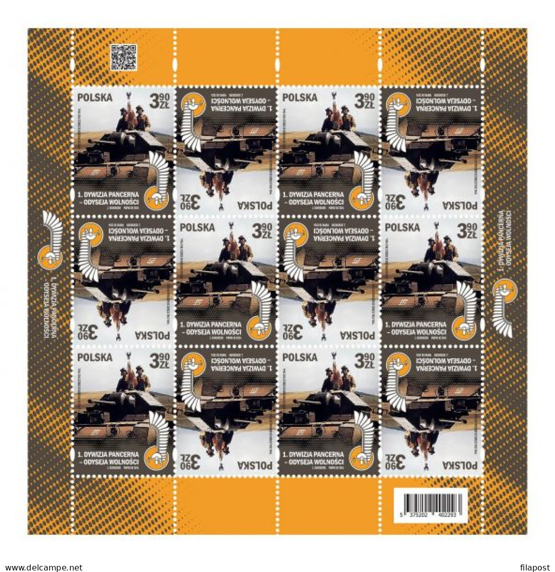 Poland 2024 / 1st Armoured Division - Odyssey Of Freedom, Tank, Military, Army / MNH** Full Sheet Of Stamps - Ungebraucht