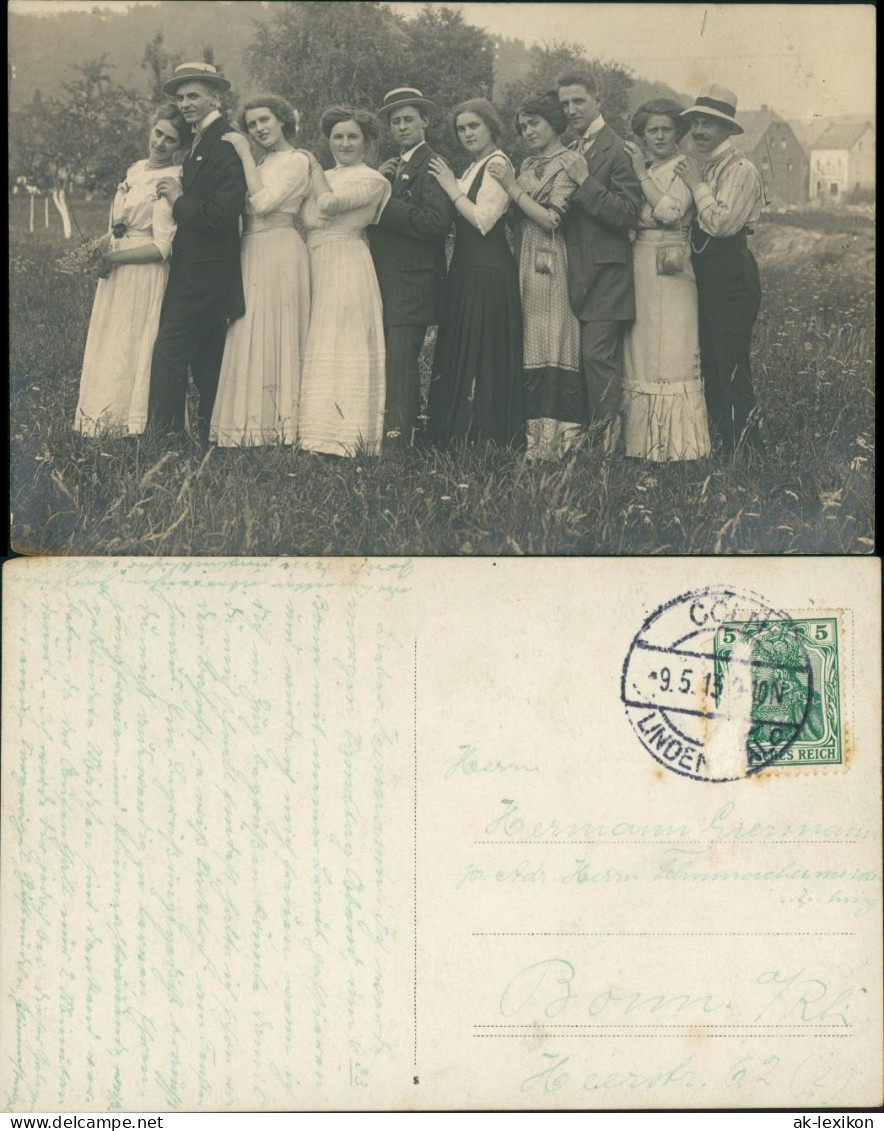 Menschen Soziales Leben Gruppenfoto Aufgereihte Gesellschaft 1913 Privatfoto - Unclassified