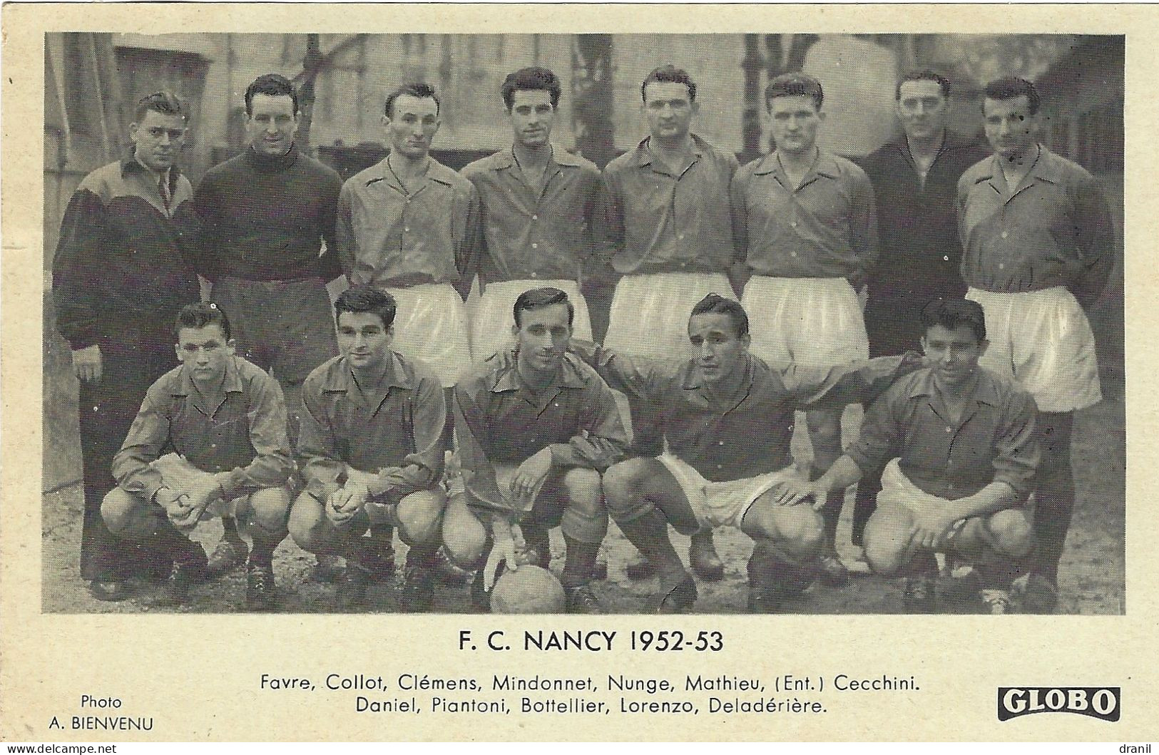 Football - GLOBO - Photo A. BIENVENU - F. C. NANCY 1952-53 - Unclassified