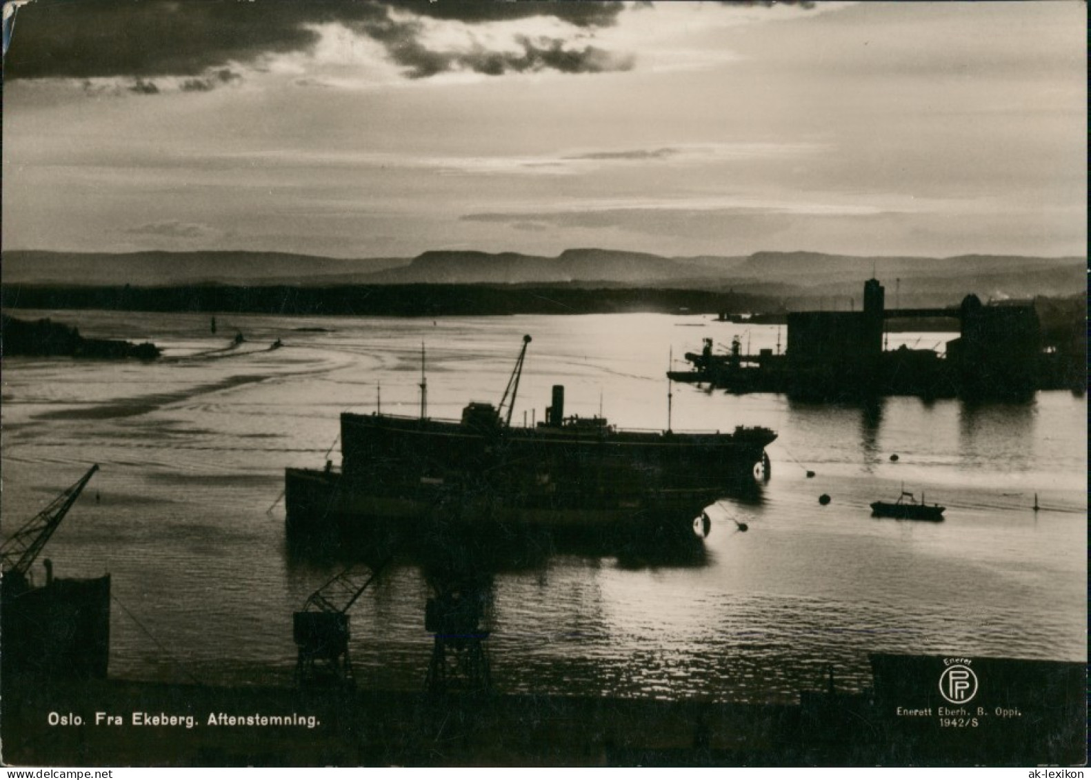 Postcard Oslo Kristiania Sonnenuntergang Fra Ekeberg 1942 - Norvège