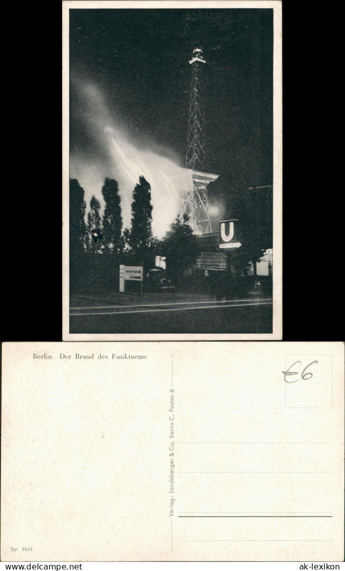 Ansichtskarte Charlottenburg-Berlin Brand Funkturm Bei Nacht 1935 - Charlottenburg