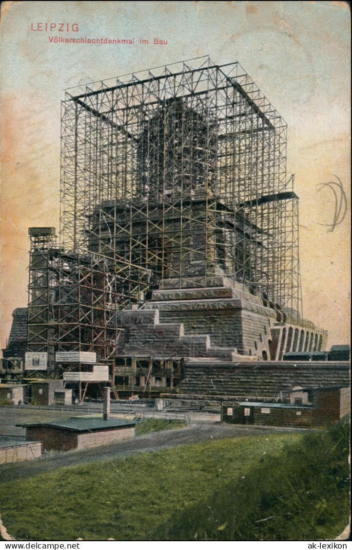 Ansichtskarte Leipzig Völkerschlachtdenkmal Im Bau Bauschilder 1912 - Leipzig