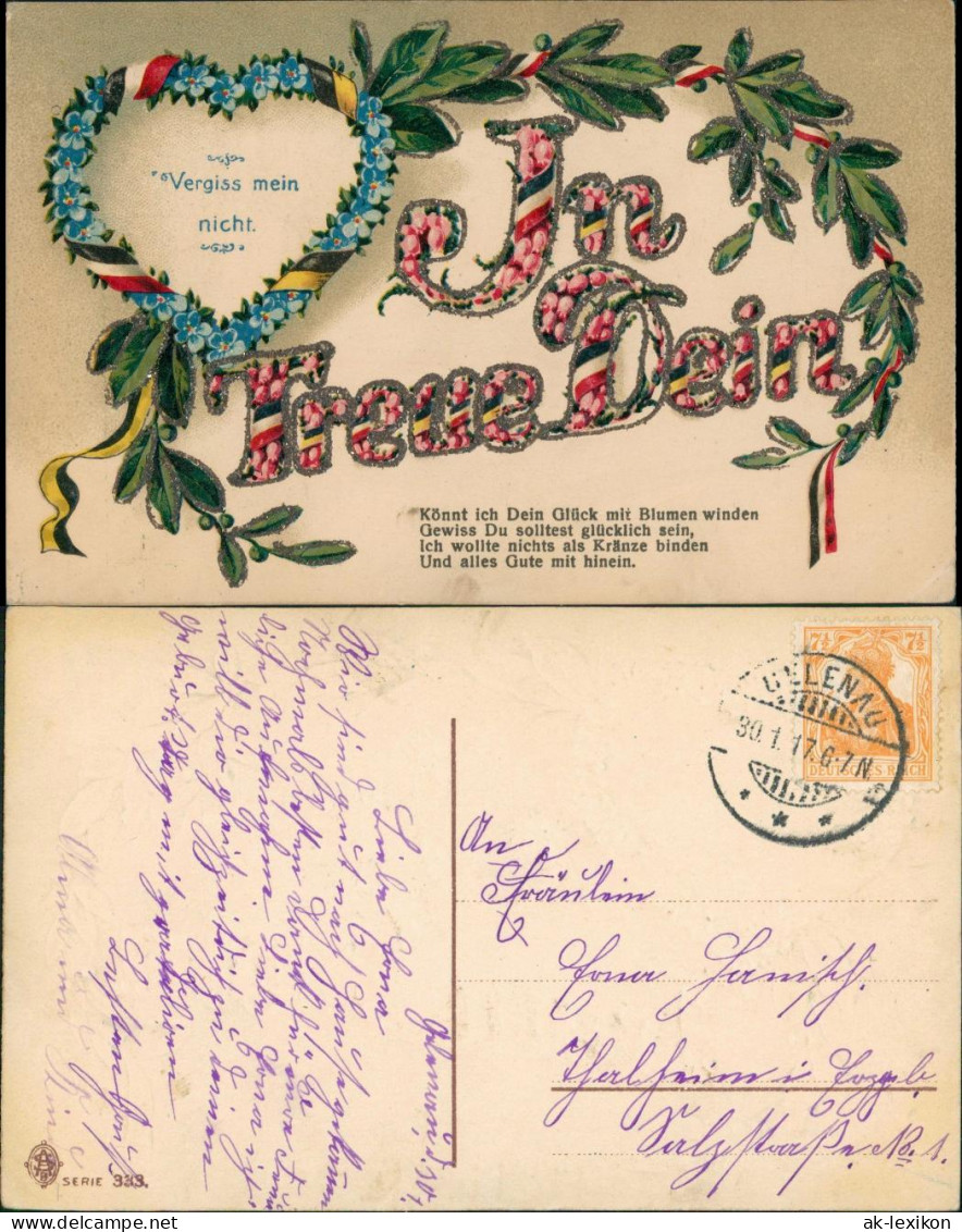 Ansichtskarte  Ja Treue Dein Herz Patriotikas WK1 1917 Prägekarte - War 1914-18