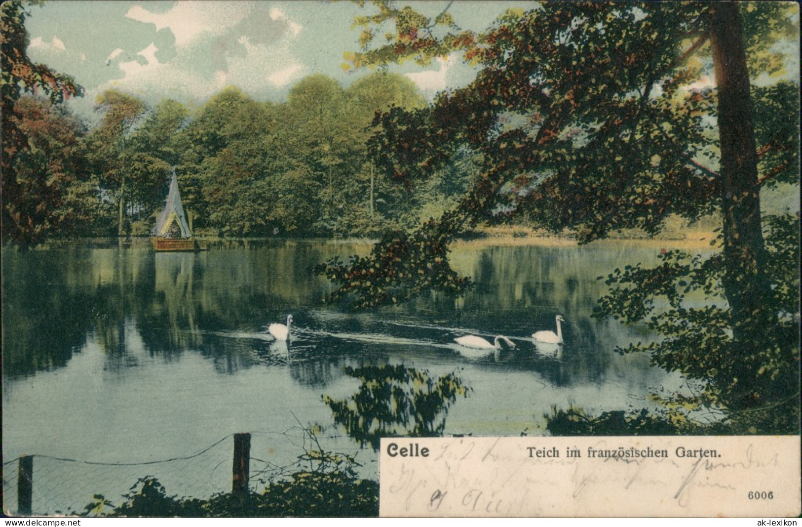Ansichtskarte Celle Französischer Garten, Schwäne 1908 - Celle