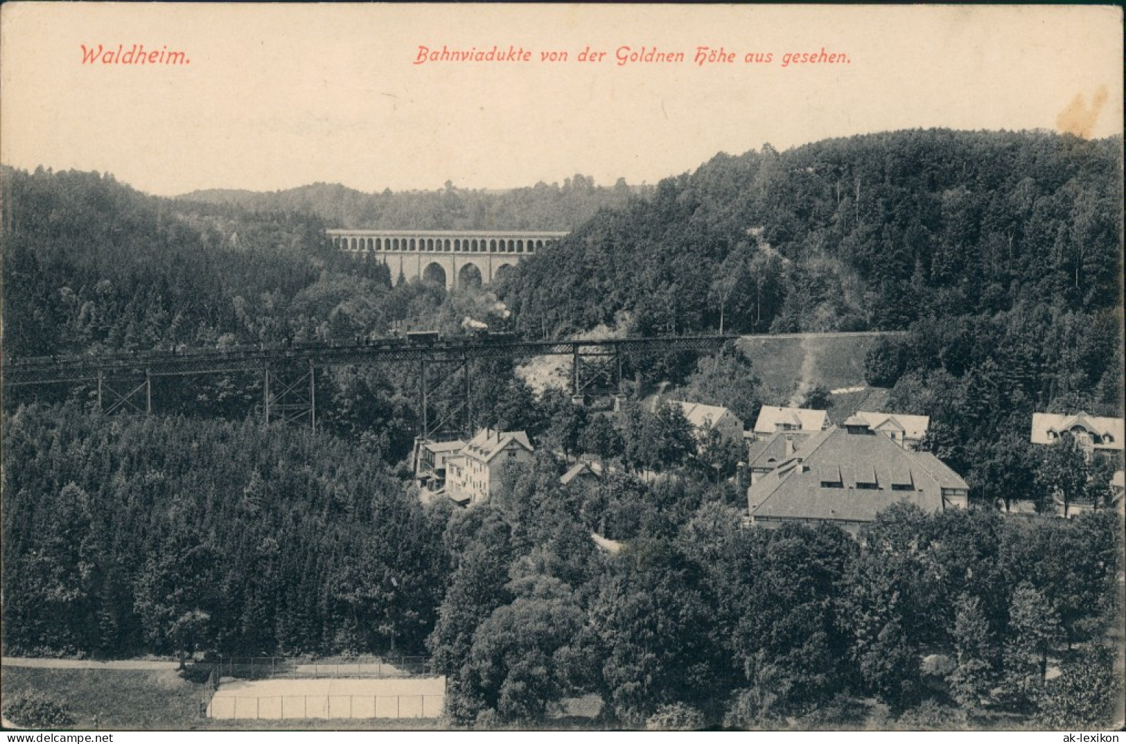 Ansichtskarte Waldheim (Sachsen) Bahnviadukte - Goldene Höhe Aus Gesehen 1909 - Waldheim