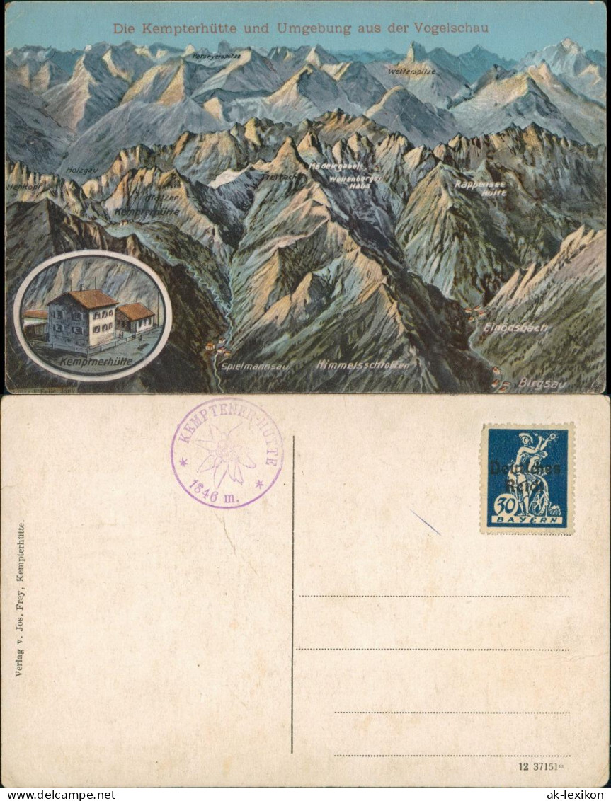 Birgsau-Oberstdorf (Allgäu) Landkarten AK U. Kemptnerhütte 1922 - Oberstdorf