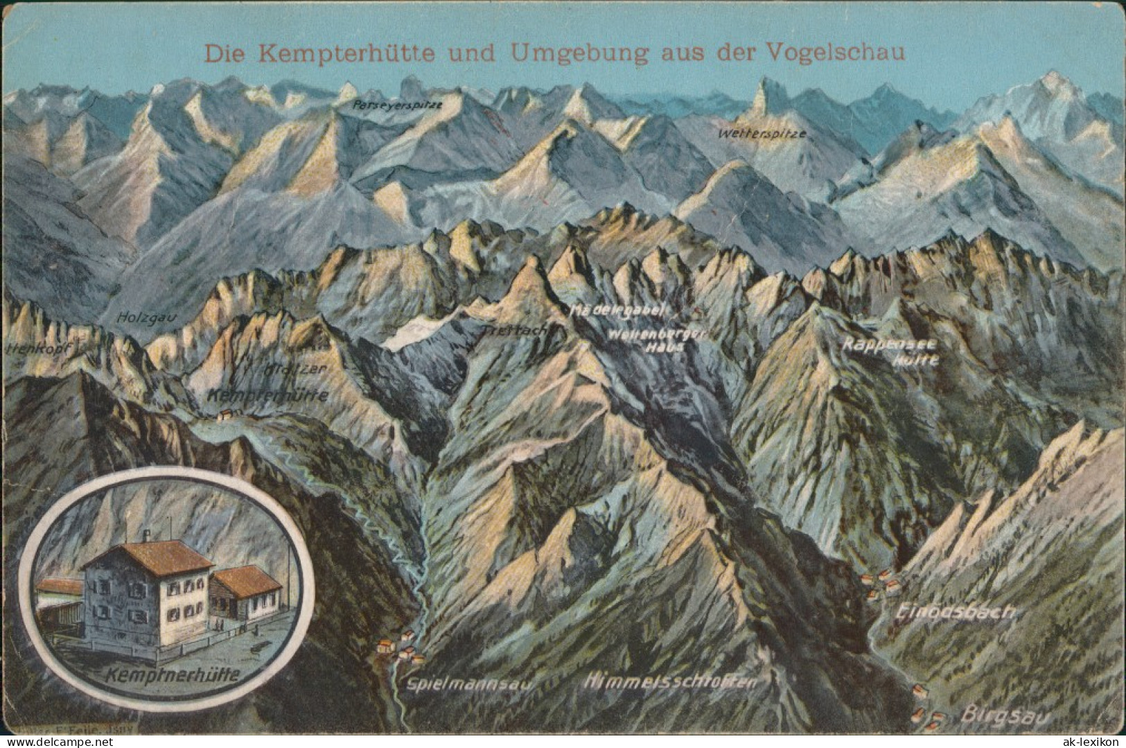 Birgsau-Oberstdorf (Allgäu) Landkarten AK U. Kemptnerhütte 1922 - Oberstdorf