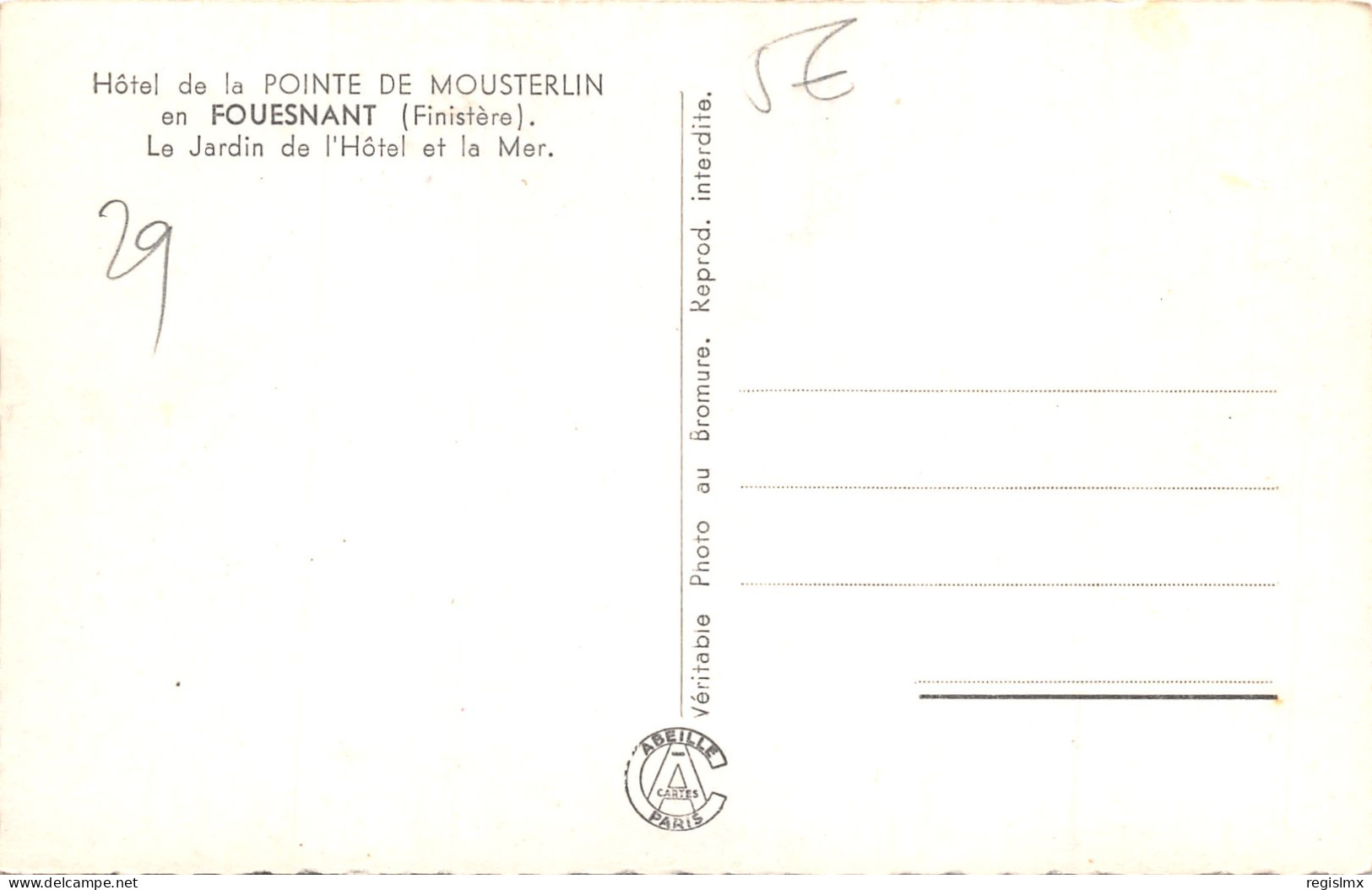 29-FOUESNANT-HOTEL DE LA POINTE DE MOUSTERLIN-N°352-C/0023 - Fouesnant