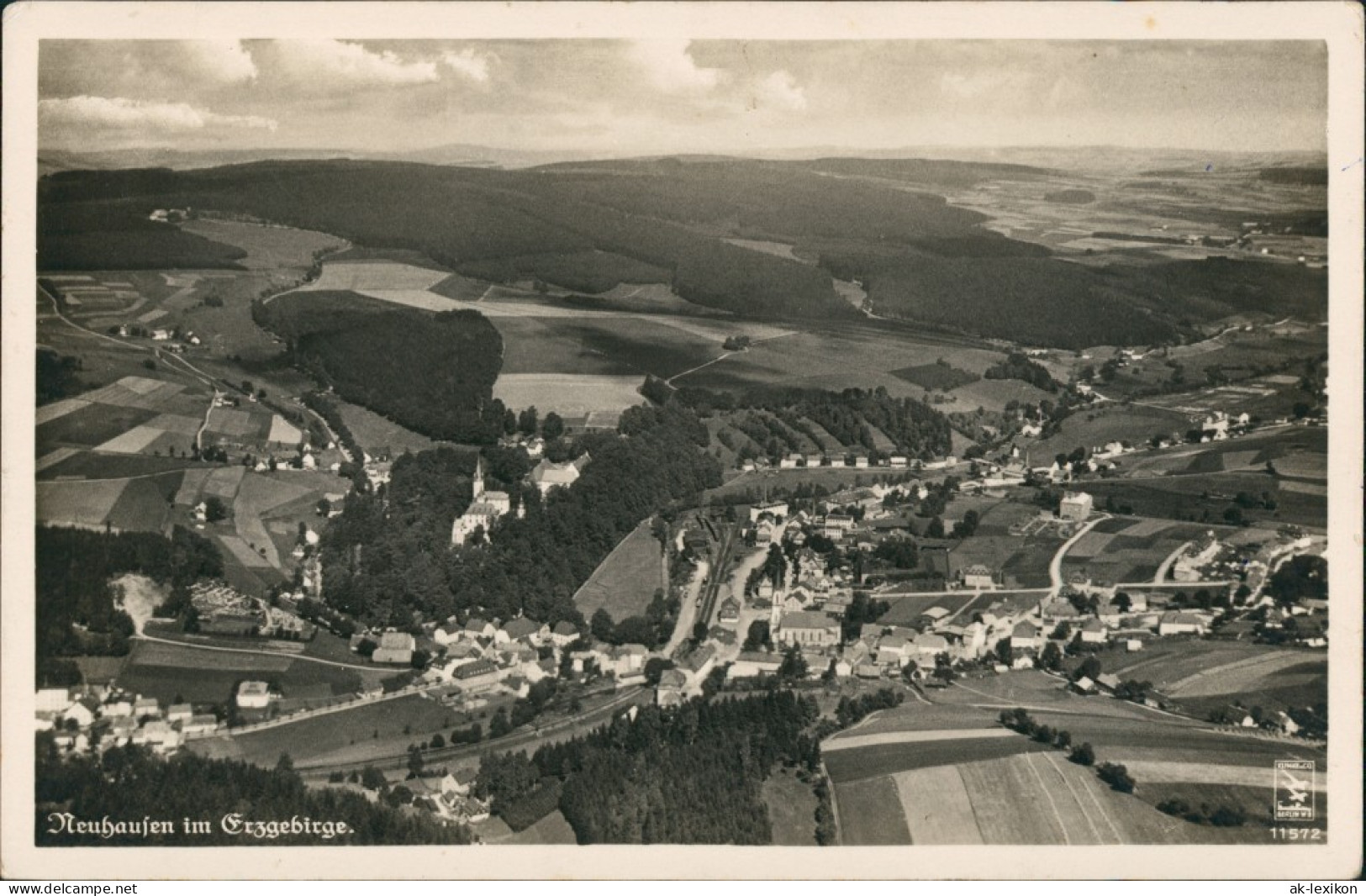 Ansichtskarte Neuhausen (Erzgebirge) Luftbild Stadt Bahnhof 1934 - Neuhausen (Erzgeb.)