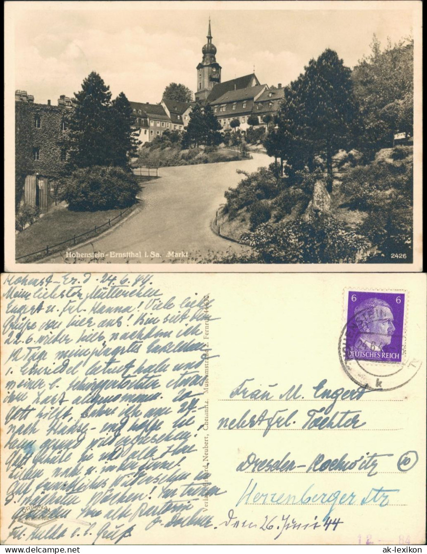 Ansichtskarte Hohenstein-Ernstthal Weg Und Markt 1944 - Hohenstein-Ernstthal