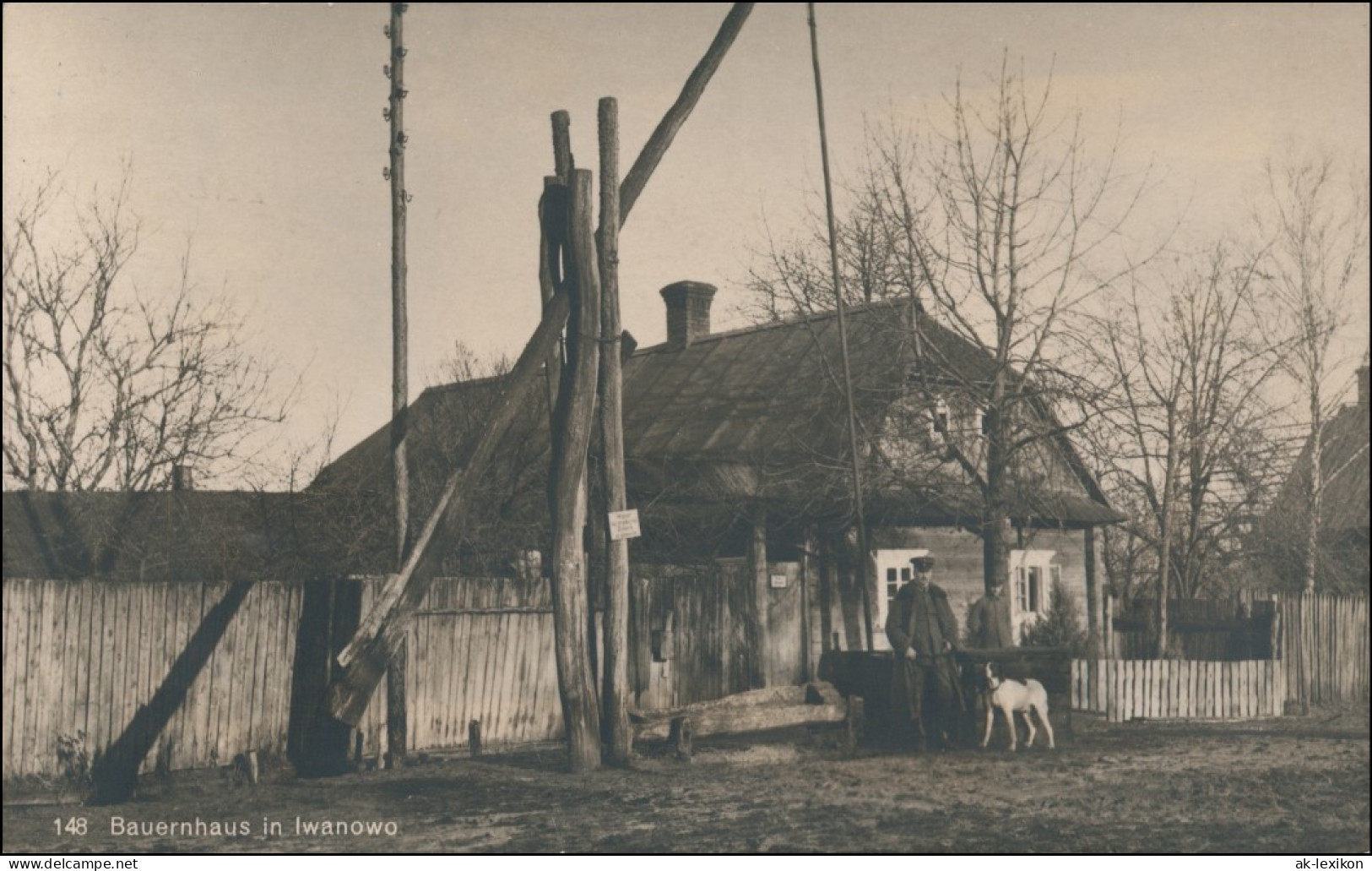 Postcard Iwanowo Ива́ново Bauernhaus - Soldat WK1 1916 - Russie