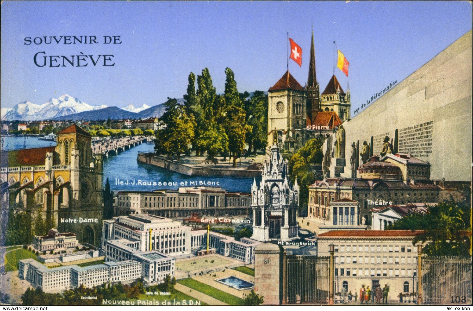 Ansichtskarte Genf Genève Bauwerke - Stadt Künstlerkarte Collage 1918 - Other & Unclassified