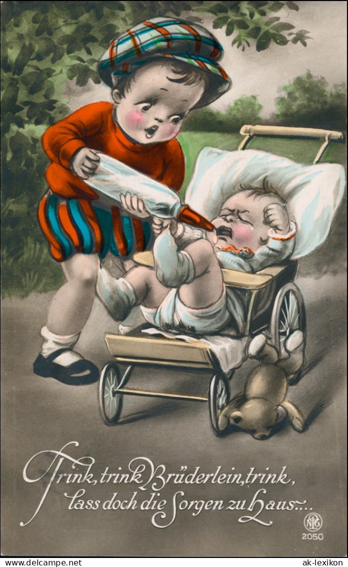 Ansichtskarte  Trink Brüderlein Trink - Junge Und Baby 1929 - Humor