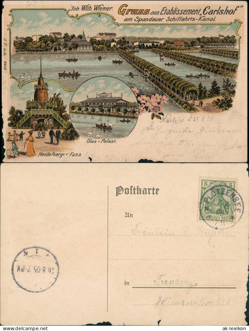 Ansichtskarte Litho AK Spandau-Berlin Etablissement "Carlshof" MB 1905 - Spandau