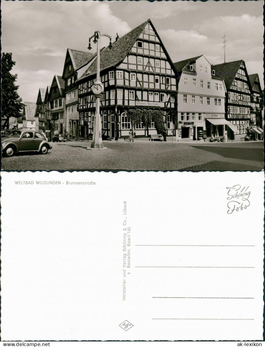 Ansichtskarte Bad Wildungen Brunnenstraße VW Käfer 1963 - Bad Wildungen