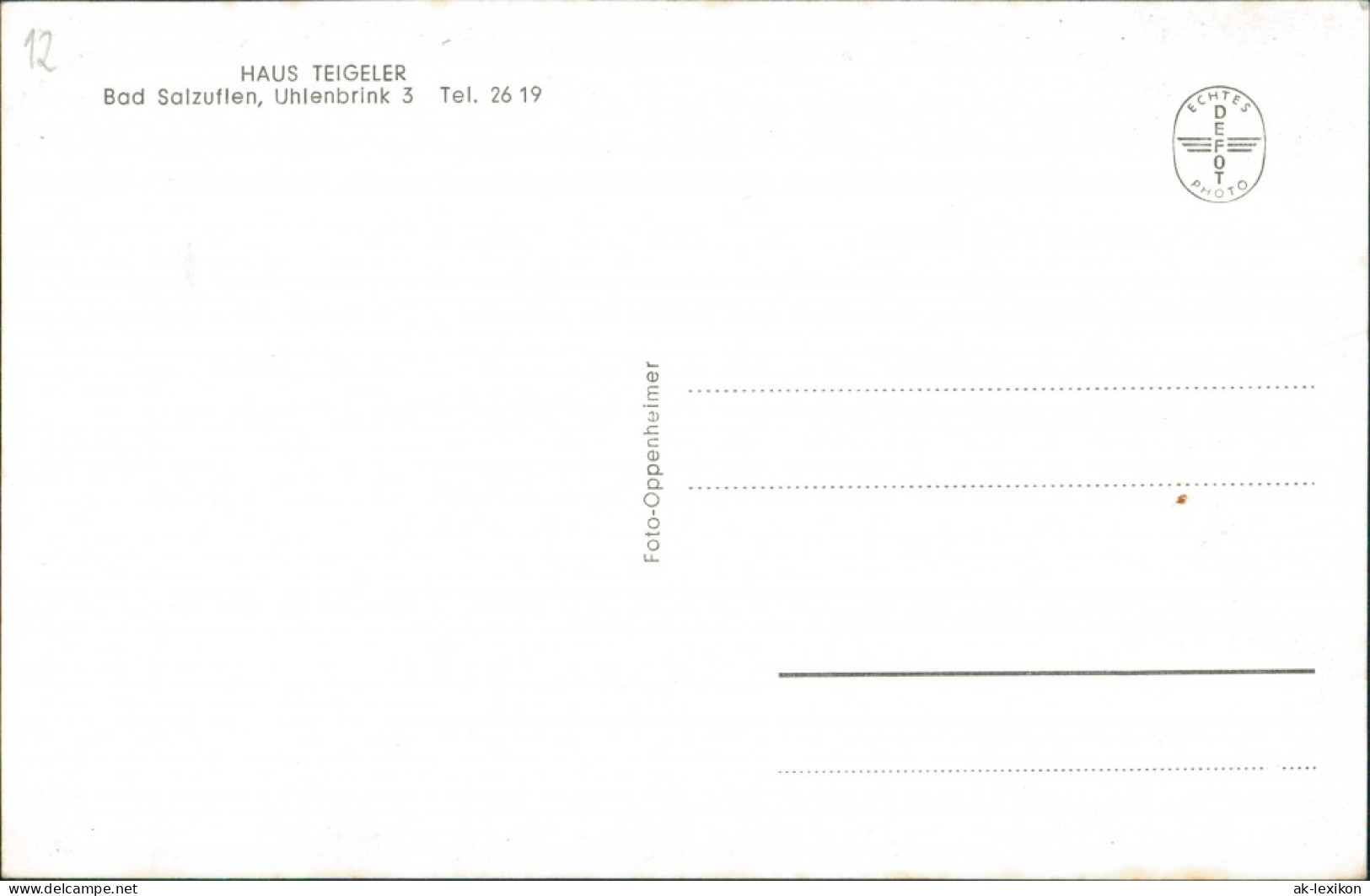 Ansichtskarte Bad Salzuflen Haus Teigeler - Uhlenbrink 3 1962 - Bad Salzuflen