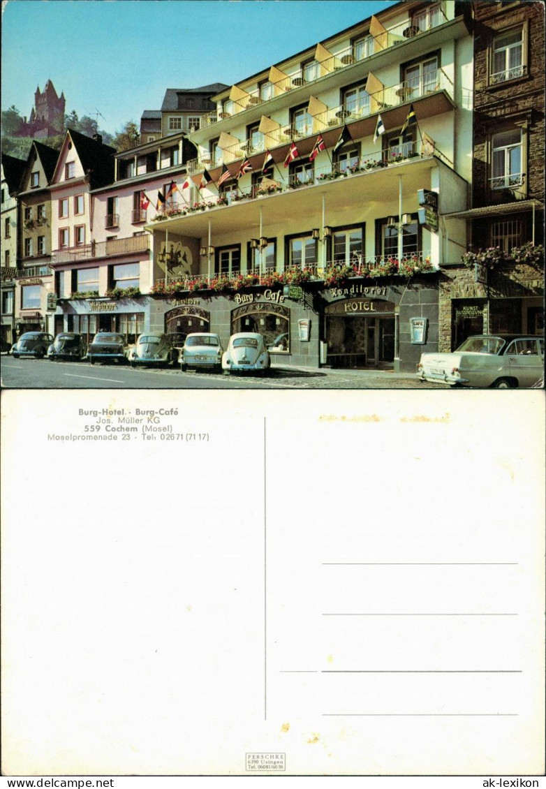 Cochem Kochem Burg-Hotel Café Moselpromenade VW Käfer Autos Davor 1970 - Cochem