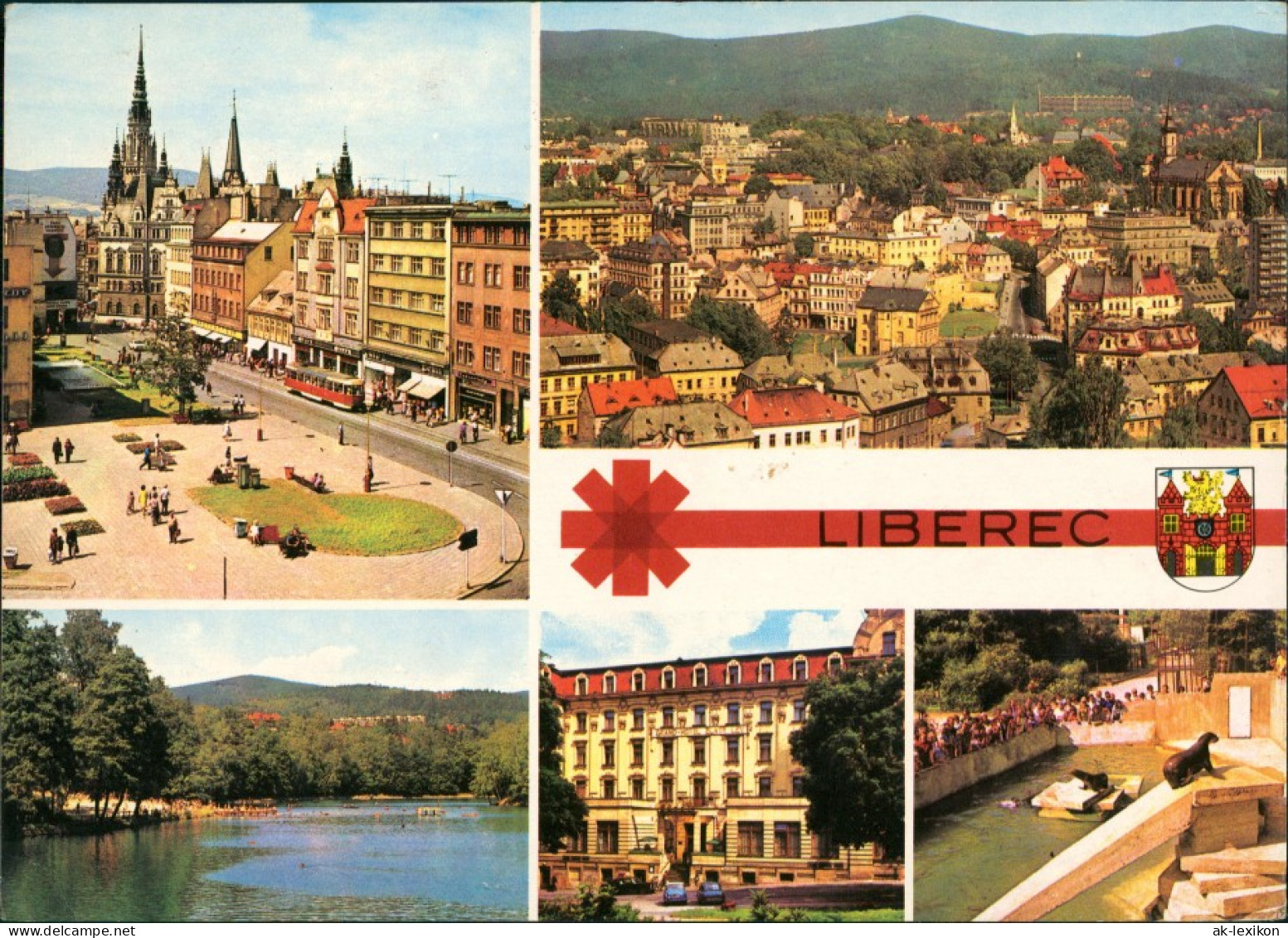 Postcard Reichenberg Liberec Mehrbildkarte 5 Stadt-Ansichten 1973 - Czech Republic