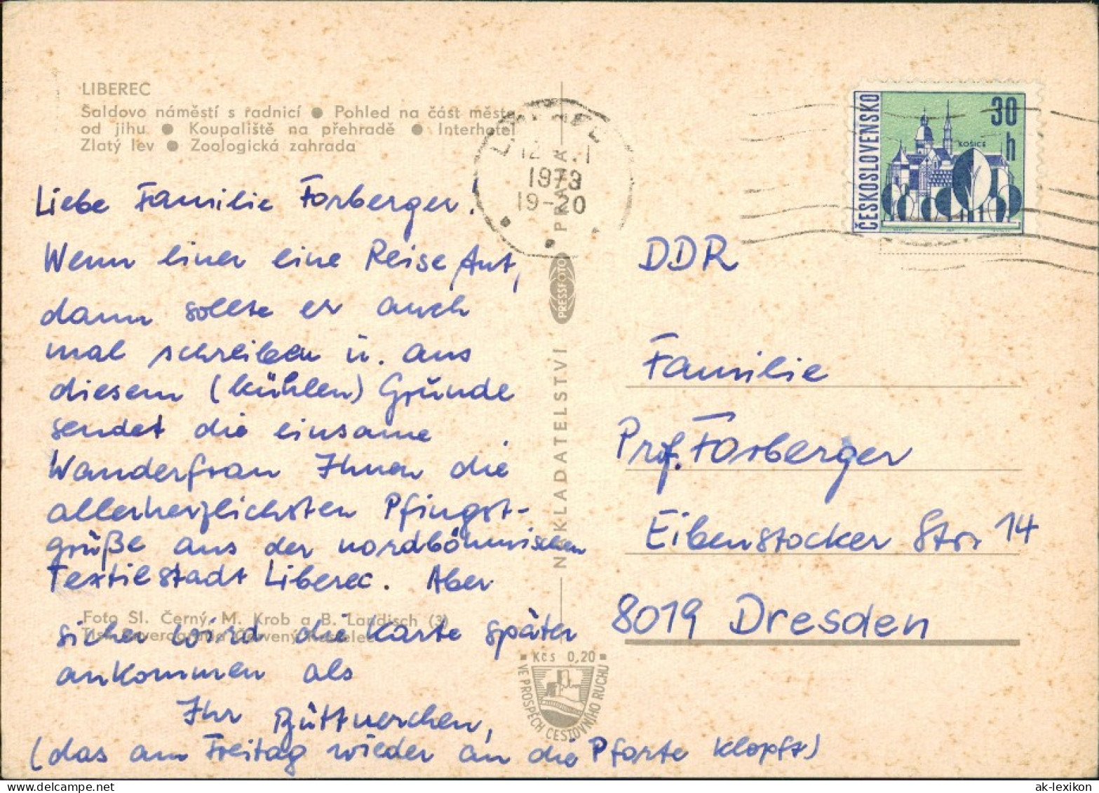 Postcard Reichenberg Liberec Mehrbildkarte 5 Stadt-Ansichten 1973 - Czech Republic