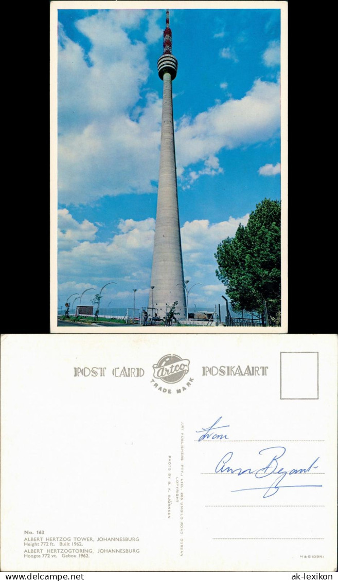 Postcard Johannesburg Albert Hertzog Tower Herzogtoring Fernsehturm 1975 - Sud Africa