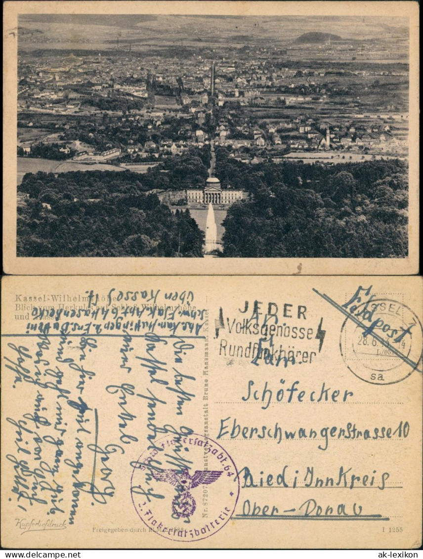 Ansichtskarte Kassel Cassel Luftbild Mit Wilhelmshöhe 1943 - Kassel