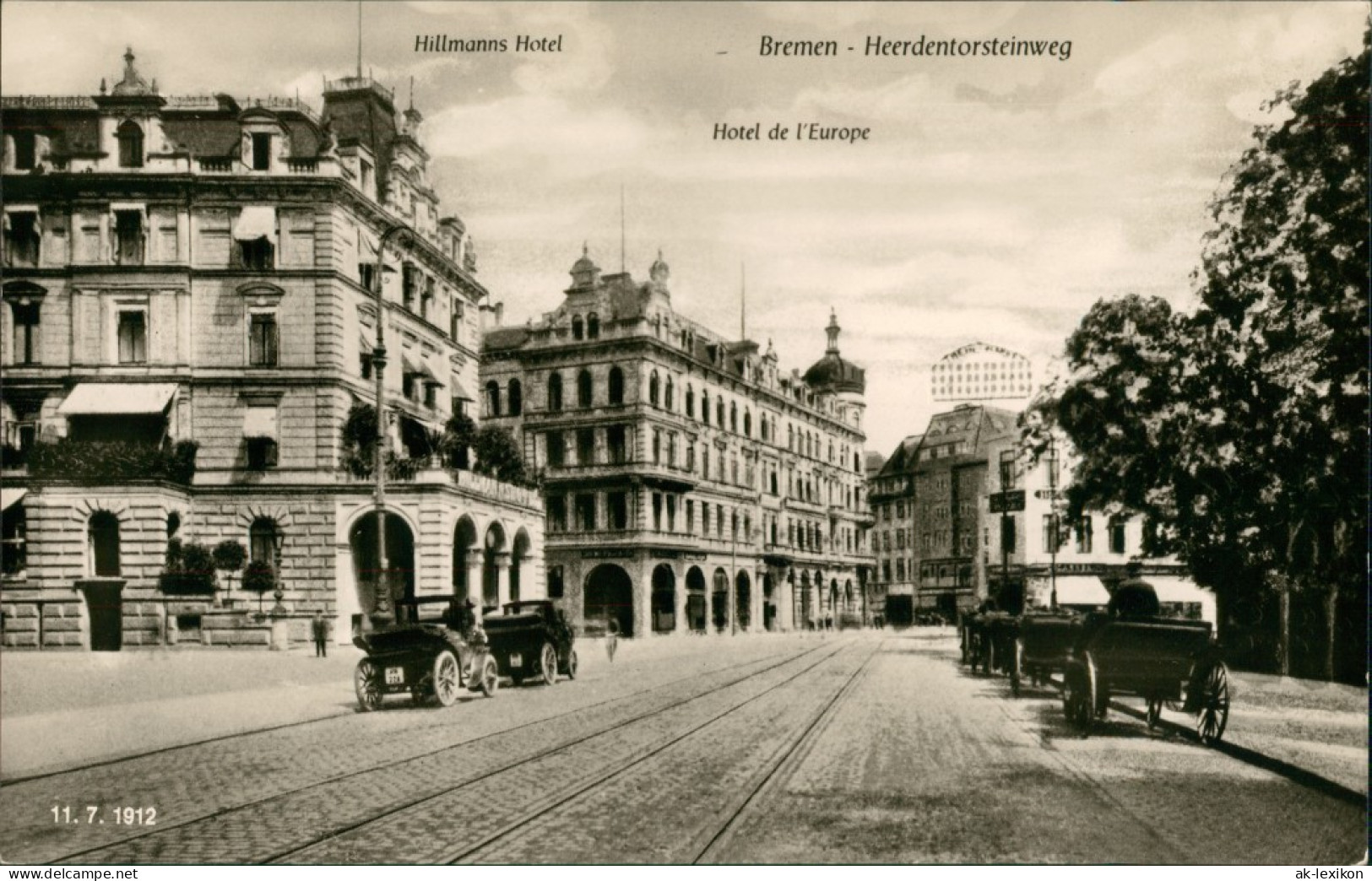 Ansichtskarte Mitte-Bremen Herdentorsteinweg Autos REPRO 1912/1972 - Bremen