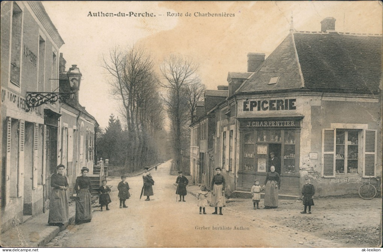 CPA Authon-du-Perche Route De Charbonnieres Epicerie 1912 - Autres & Non Classés