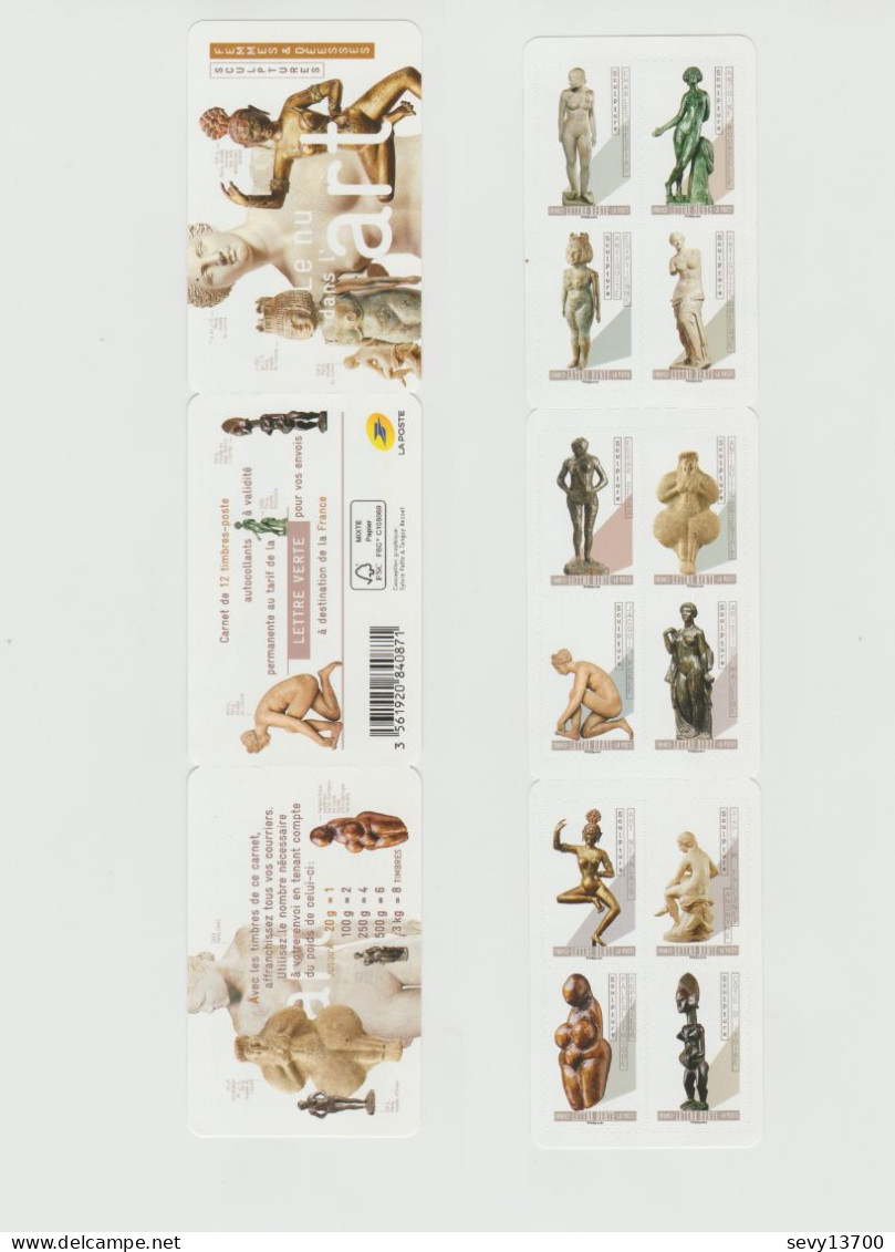 France 2019 Carnet 12 Timbres Yvert Tellier BC 1695 Sculptures Le Nu Dans L'Art - Gedenkmarken