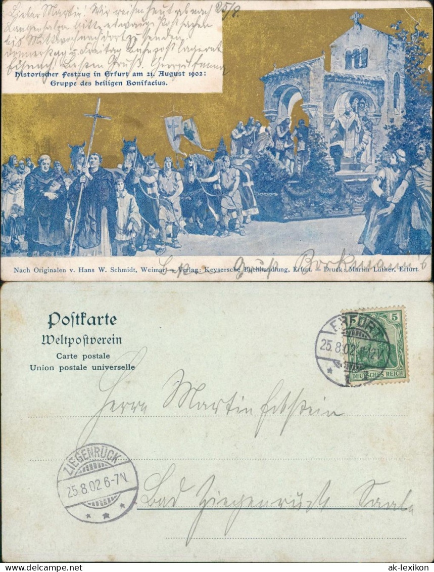 Erfurt Festzug Gruppe Des Heiligen Bonifacius 1902 GOLD - Erfurt