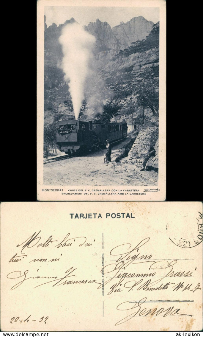 Postales Monistrol De Montserrat Eisenbahn Cremallera La Carretera 1932 - Autres & Non Classés