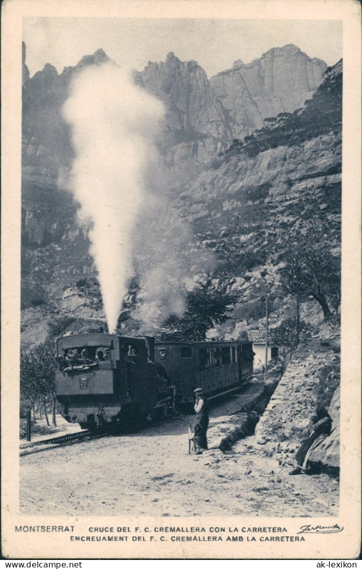 Postales Monistrol De Montserrat Eisenbahn Cremallera La Carretera 1932 - Autres & Non Classés