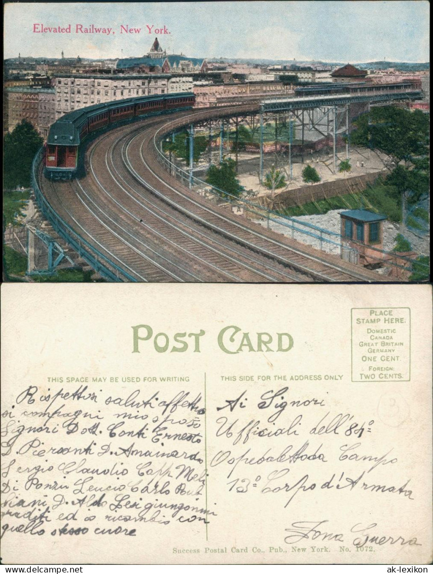 Postcard New York City Elevated Railway, Zug Hochbahn Eisenbahn 1910 - Other & Unclassified