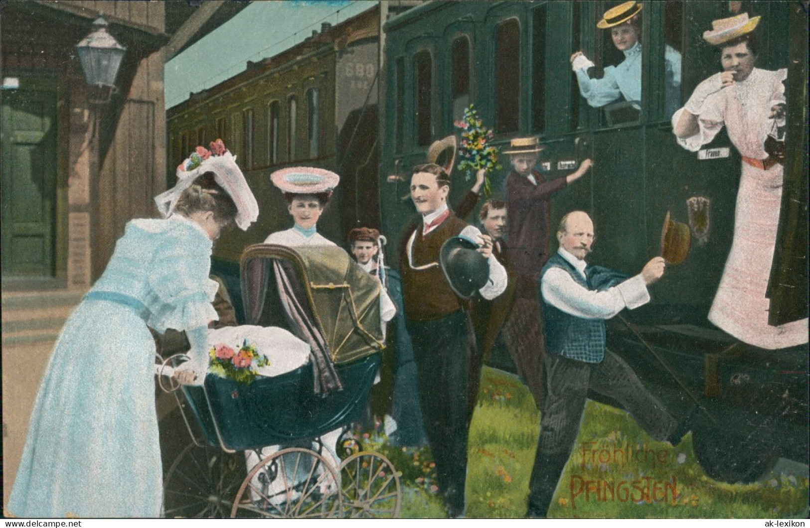 Ansichtskarte  Abschied An Der Eisenbahn Familie 1911 - Trains