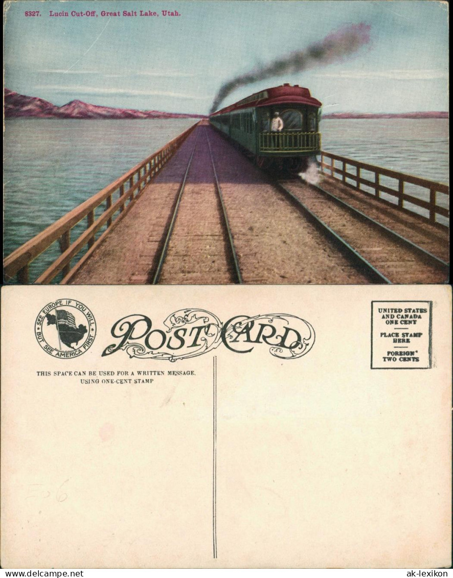 Salt Lake City Lucin Cut-Off Great Railway, Eisenbahn USA Amerika 1910 - Other & Unclassified