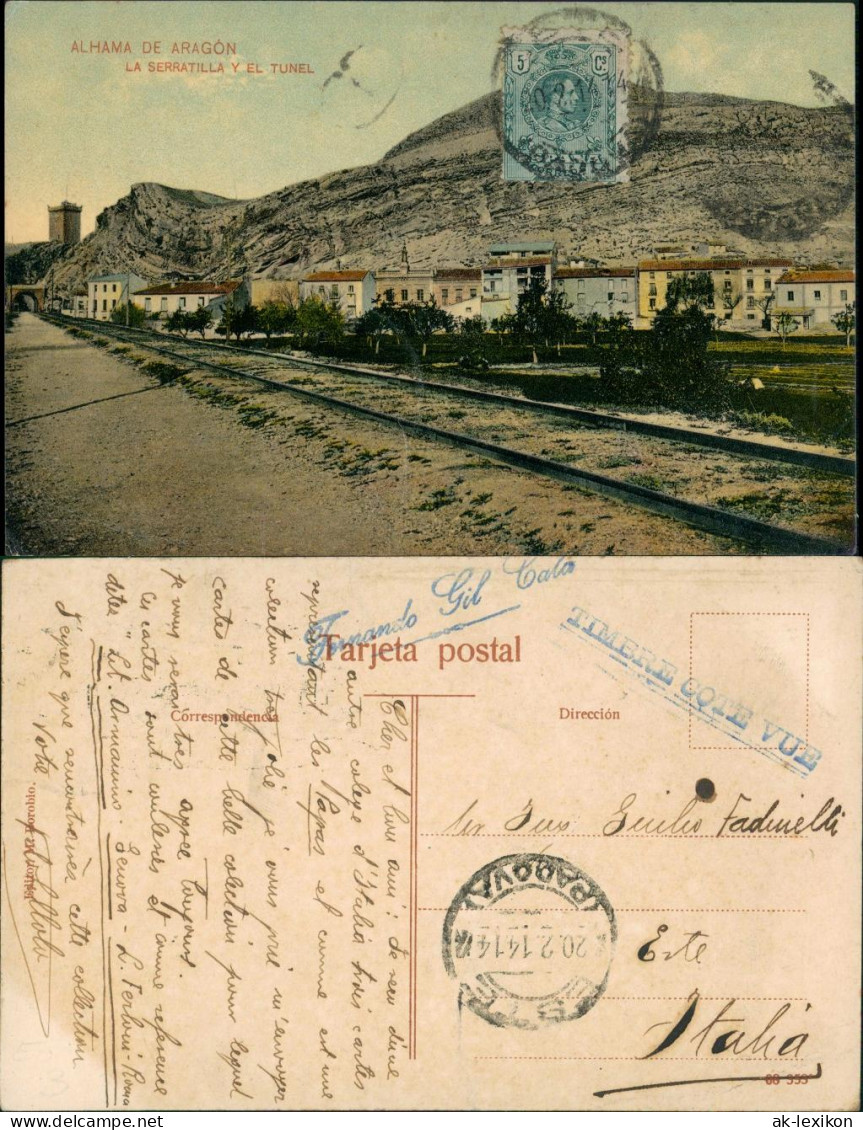 Alhama De Aragón La Serratilla Y El Tunel Eisenbahn Gleise 1914 - Autres & Non Classés