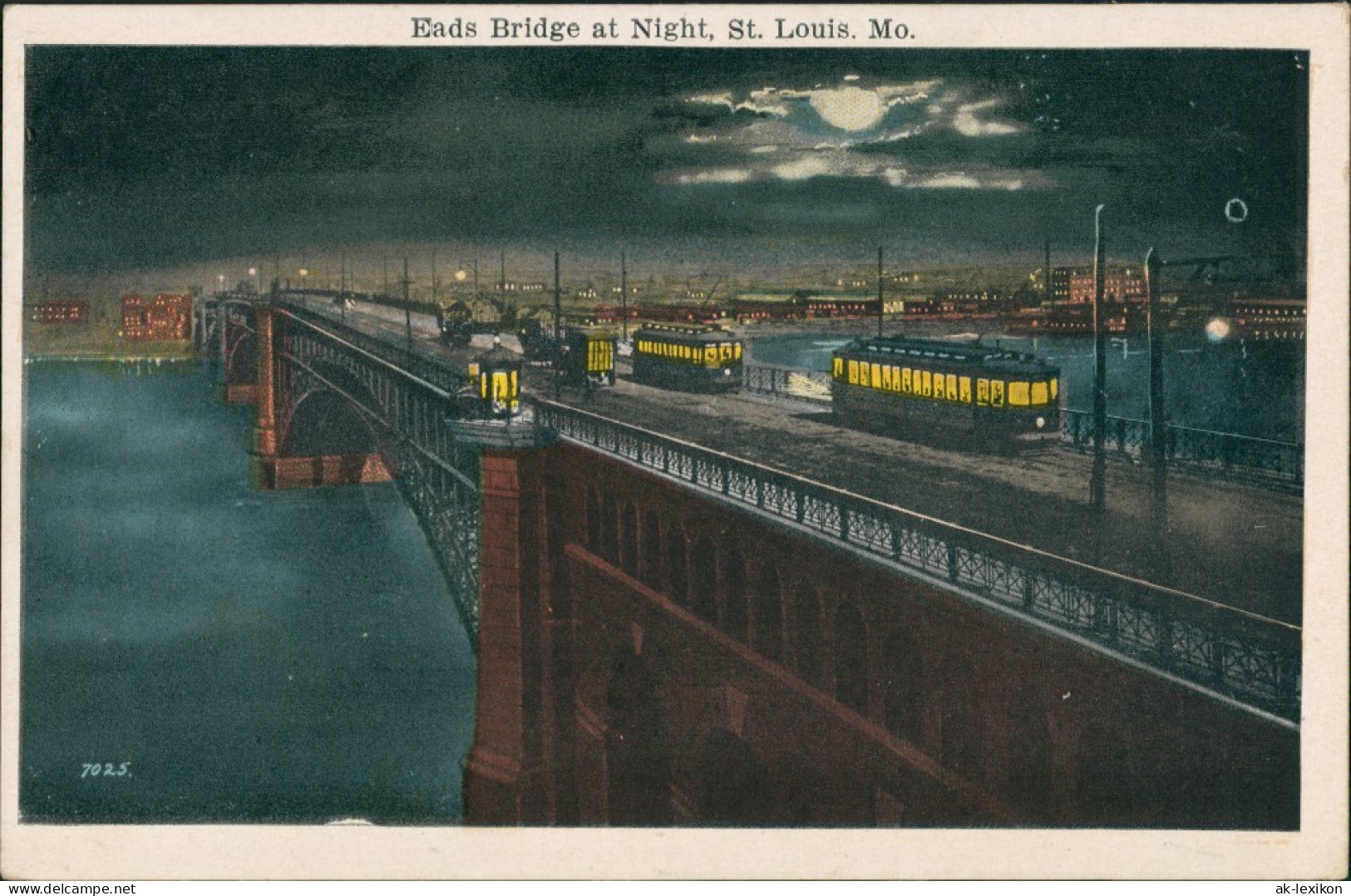 St. Louis Eads Bridge At Night Cable-Car, Brücke Bei Nacht 1920 - Other & Unclassified